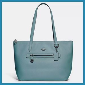 COACH Taylor Tote Handbag Polished Pebble Leather Sage/Pewter NWT
